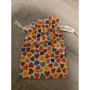 Brighton Jewelry Pouch Drawstring Bag Hearts‎ Print Beige Cream Gift